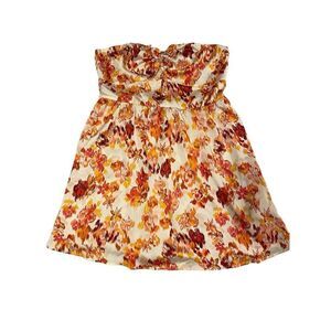 Strapless Floral Mini Sun Dress Flower Beach Coverup Tube Top Coastal Travel Vac